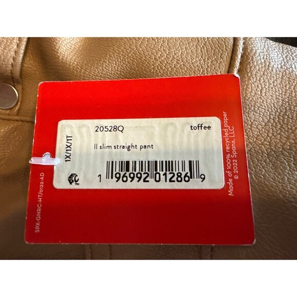 Plus Size 1X Spanx Slim Straight Pants in Toffee Faux Leather - New With Tags - Picture 2 of 4